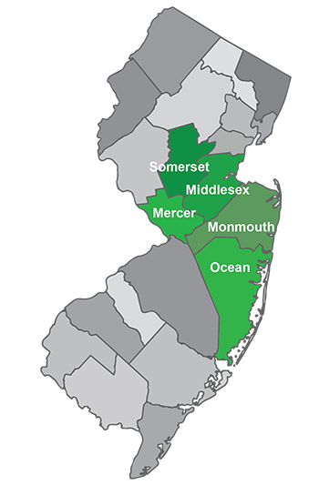 New Jersey counties and towns service area ocean county monmouth county mercer middlesex somerset
