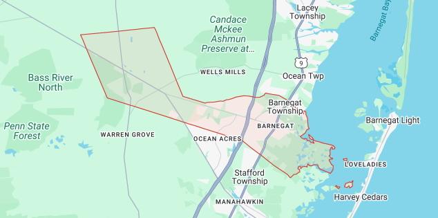 Map of Barnegat New Jersey appliance repair service area